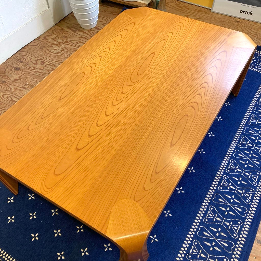 Tendo / 天童木工 プライウッド座卓 ケヤキ板目 ナチュラル 乾三郎 和テーブル 中古