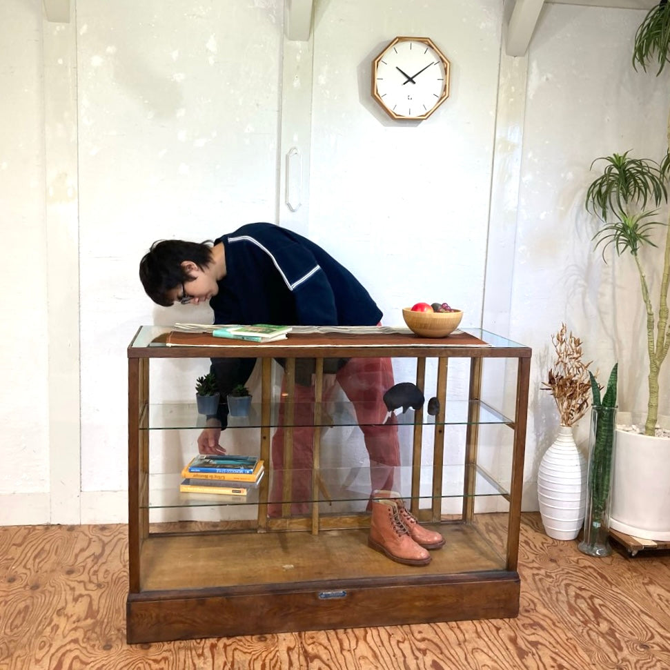 ガラスショーケース パンケース 陳列棚 ディスプレイケース 古道具 ヴィンテージ