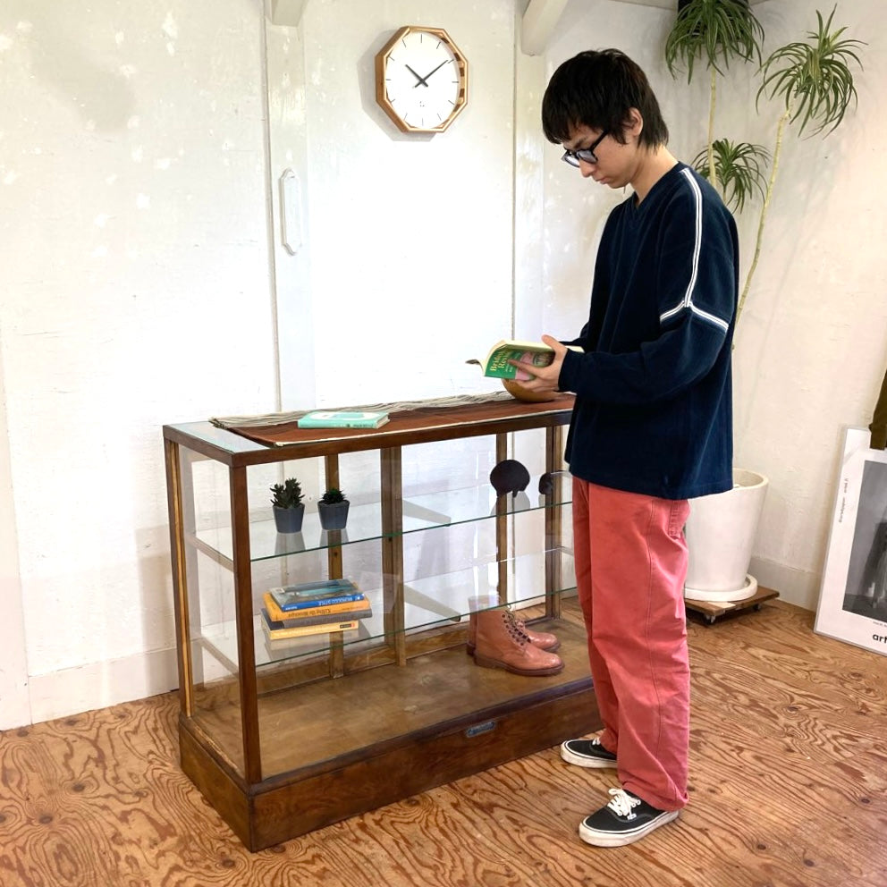 ガラスショーケース パンケース 陳列棚 ディスプレイケース 古道具  ヴィンテージ
