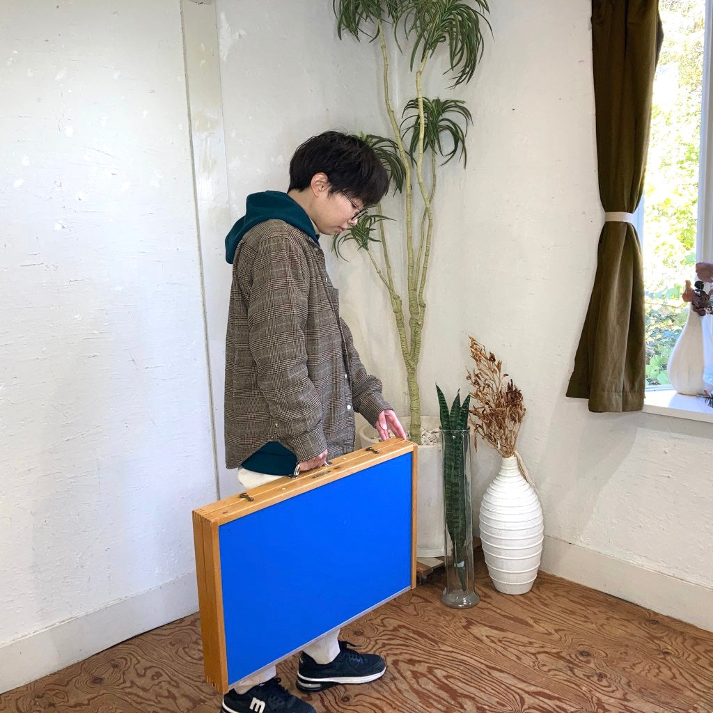 北欧 キャンプ テーブル&チェア セット ブルー 折り畳み ヴィンテージ