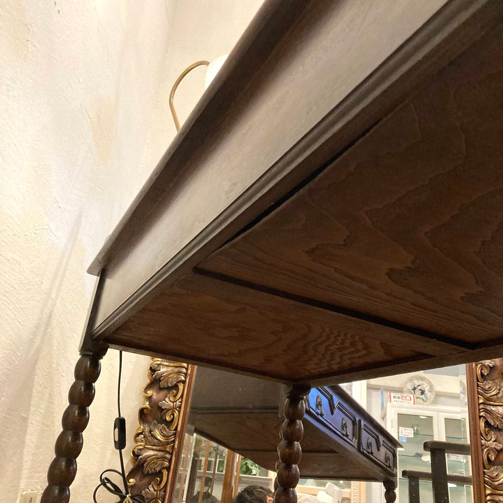 イギリス アンティーク ボビンターニングレッグ デスク オーク 引出し付き