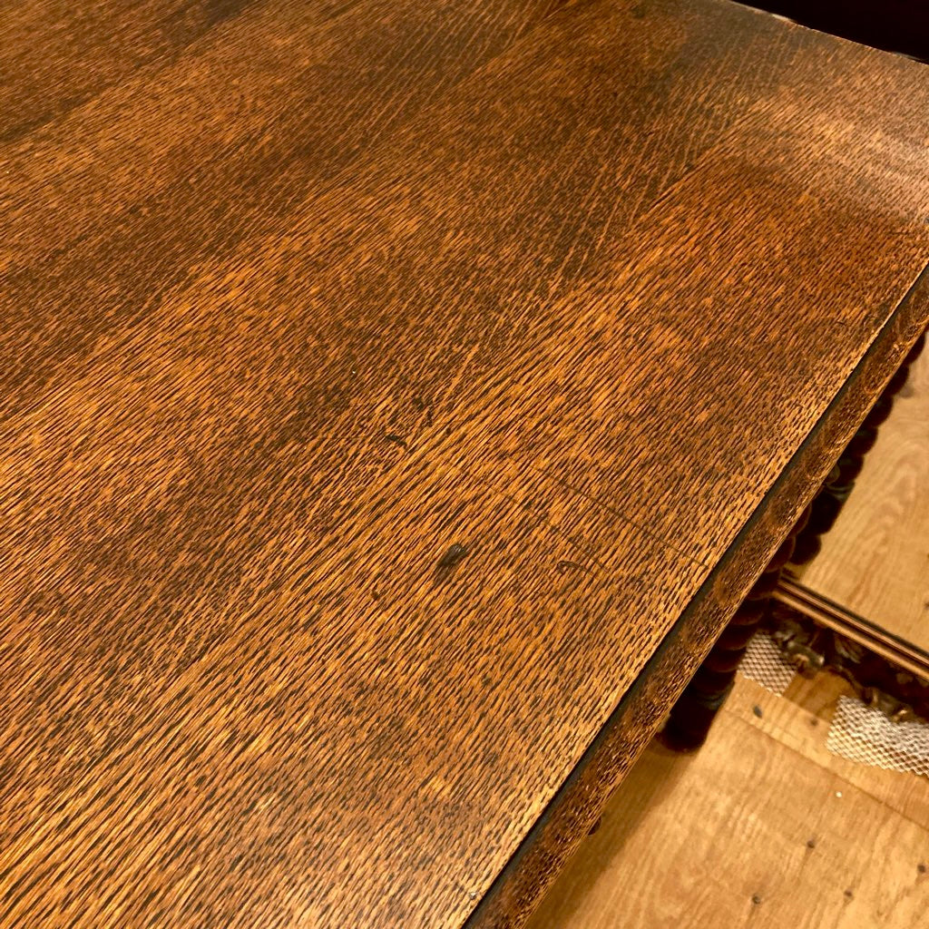 イギリス アンティーク ボビンターニングレッグ デスク オーク 引出し付き