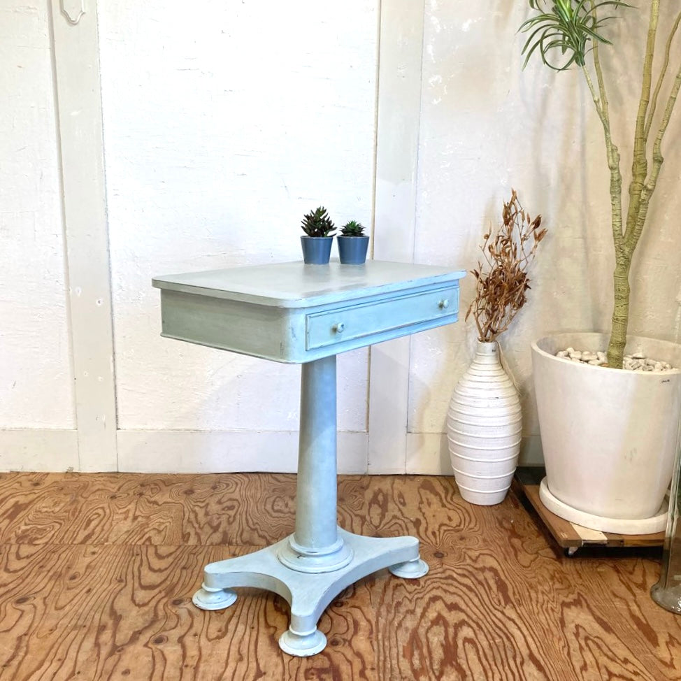 サイドテーブル 引出し付き アニースローン塗装 シャビー 中古
