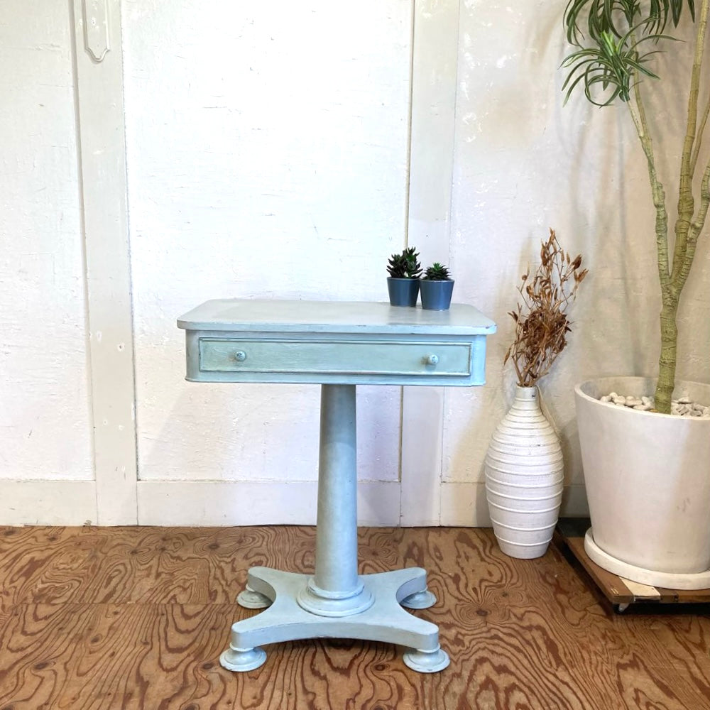 サイドテーブル 引出し付き アニースローン塗装 シャビー 中古