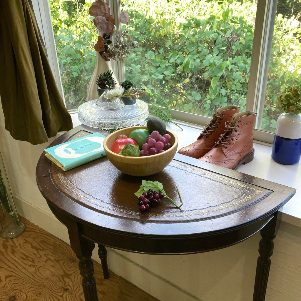 クラシックスタイル コンソールテーブル サイドテーブル 花台 飾り台 半円形 中古