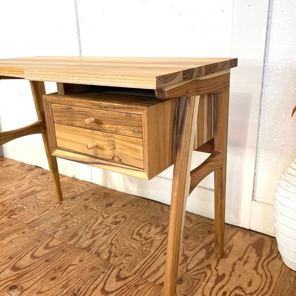 チーク無垢材 片袖デスク 未使用 新品