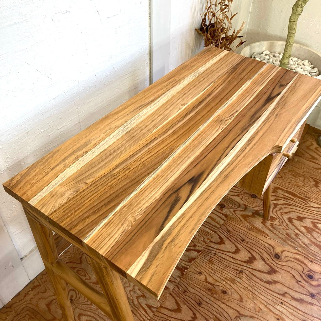 チーク無垢材 片袖デスク 未使用 新品
