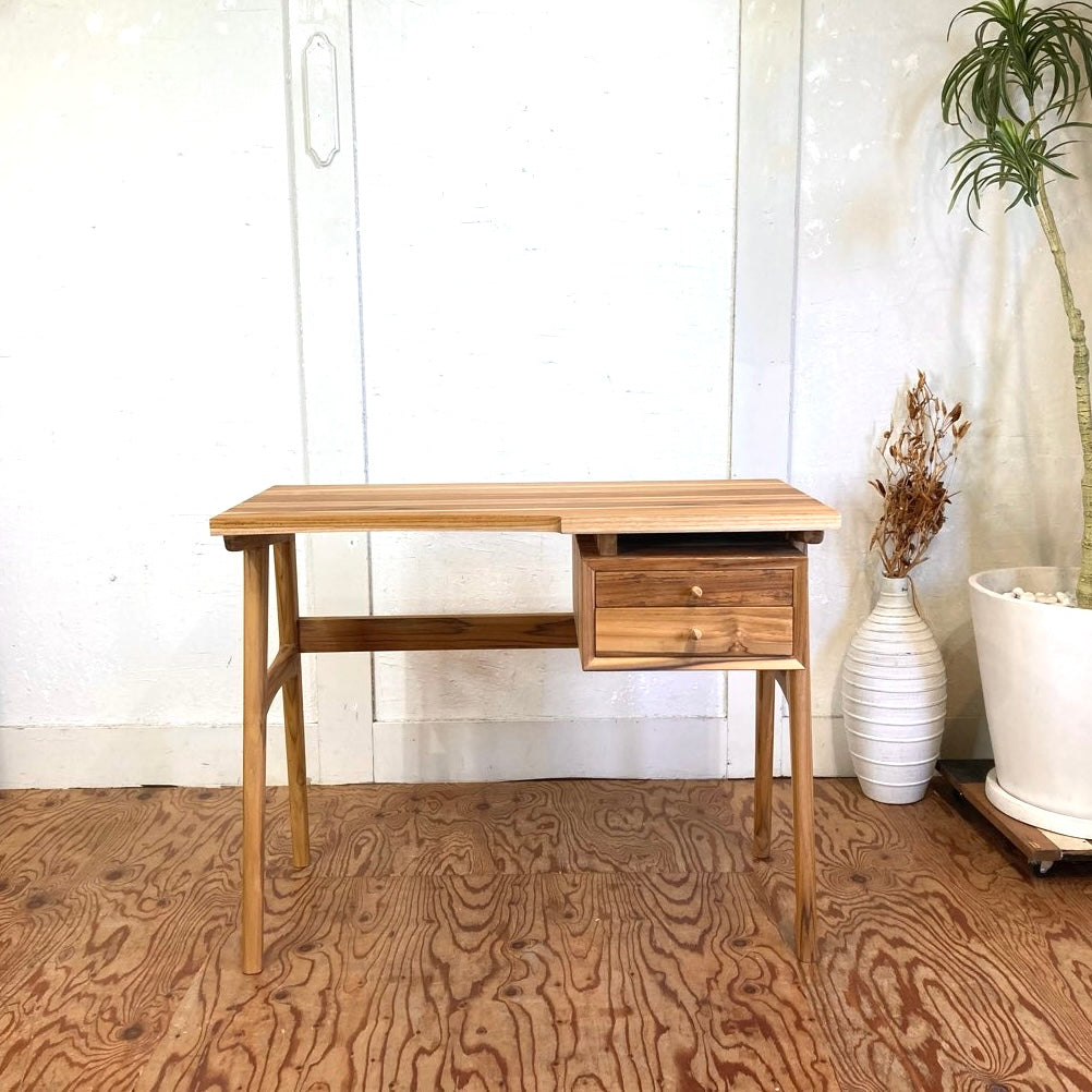 チーク無垢材 片袖デスク 未使用 新品