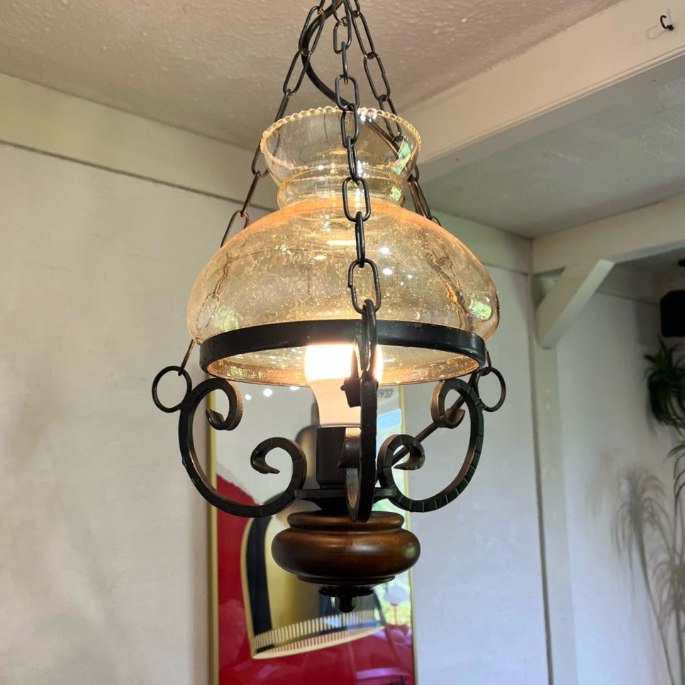 ランプ型 ガラス ペンダントライト 照明 アンティーク調 中古