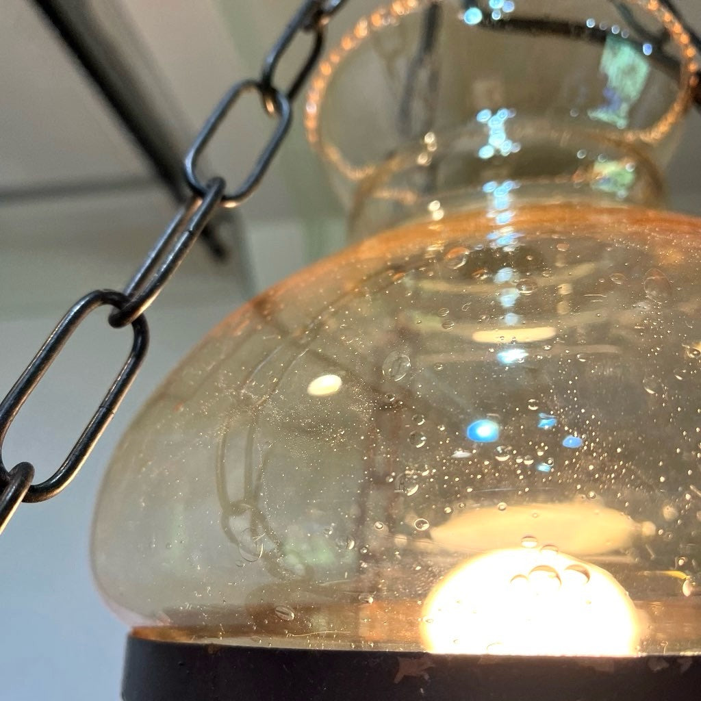 ランプ型 ガラス ペンダントライト 照明 アンティーク調 中古