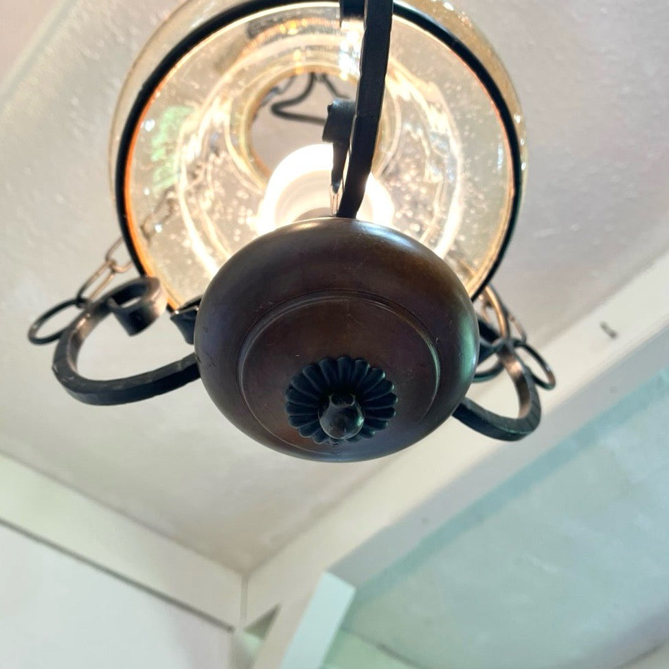 ランプ型 ガラス ペンダントライト 照明 アンティーク調 中古