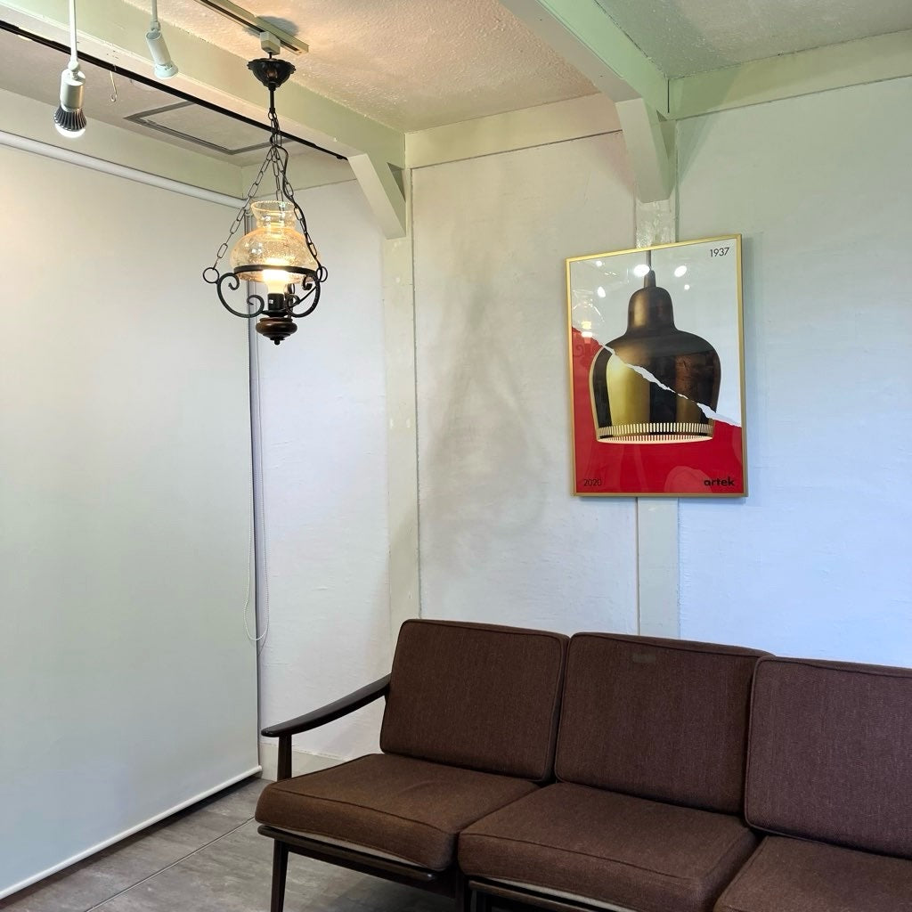 ランプ型 ガラス ペンダントライト 照明 アンティーク調 中古