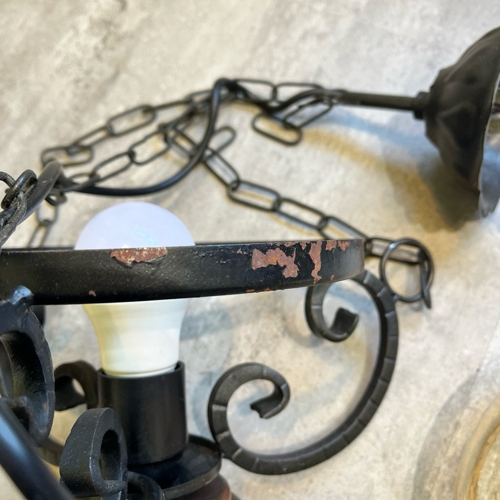 ランプ型 ガラス ペンダントライト 照明 アンティーク調 中古