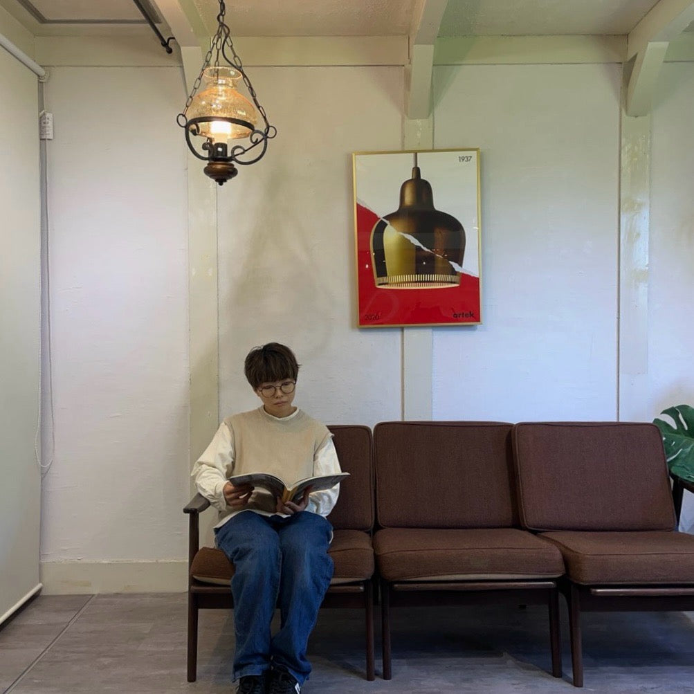 ランプ型 ガラス ペンダントライト 照明 アンティーク調 中古