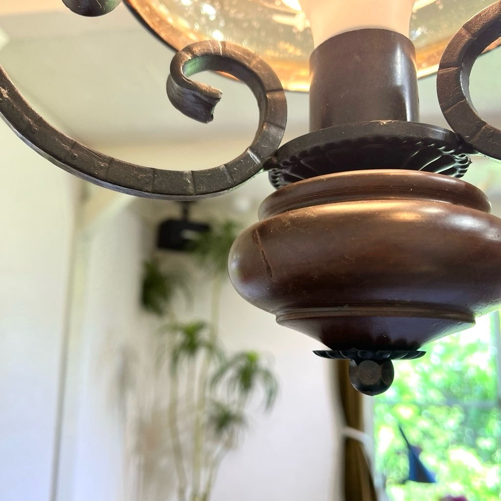 ランプ型 ガラス ペンダントライト 照明 アンティーク調 中古