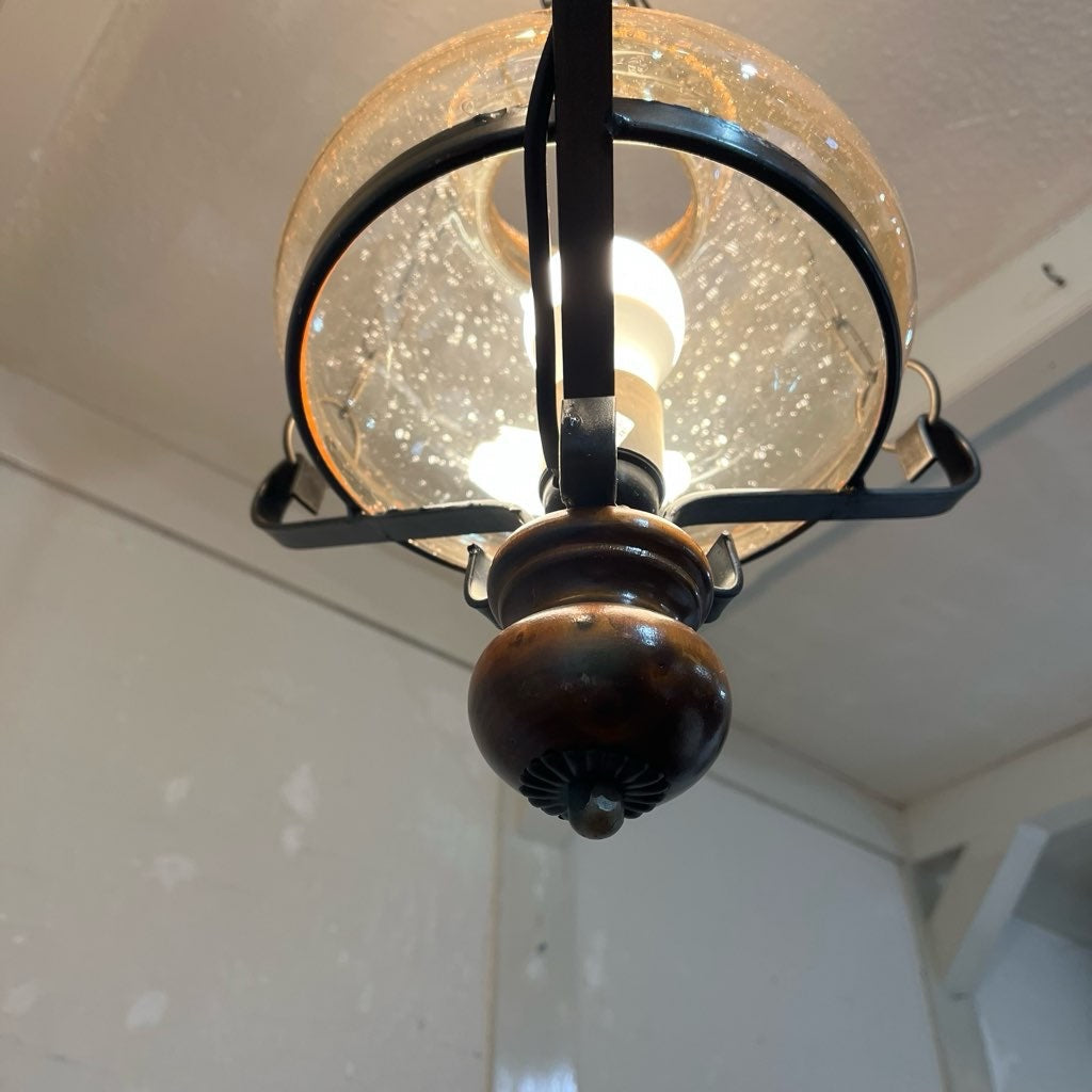 ランプ型 ガラス ペンダントライト 照明 アンティーク調 中古