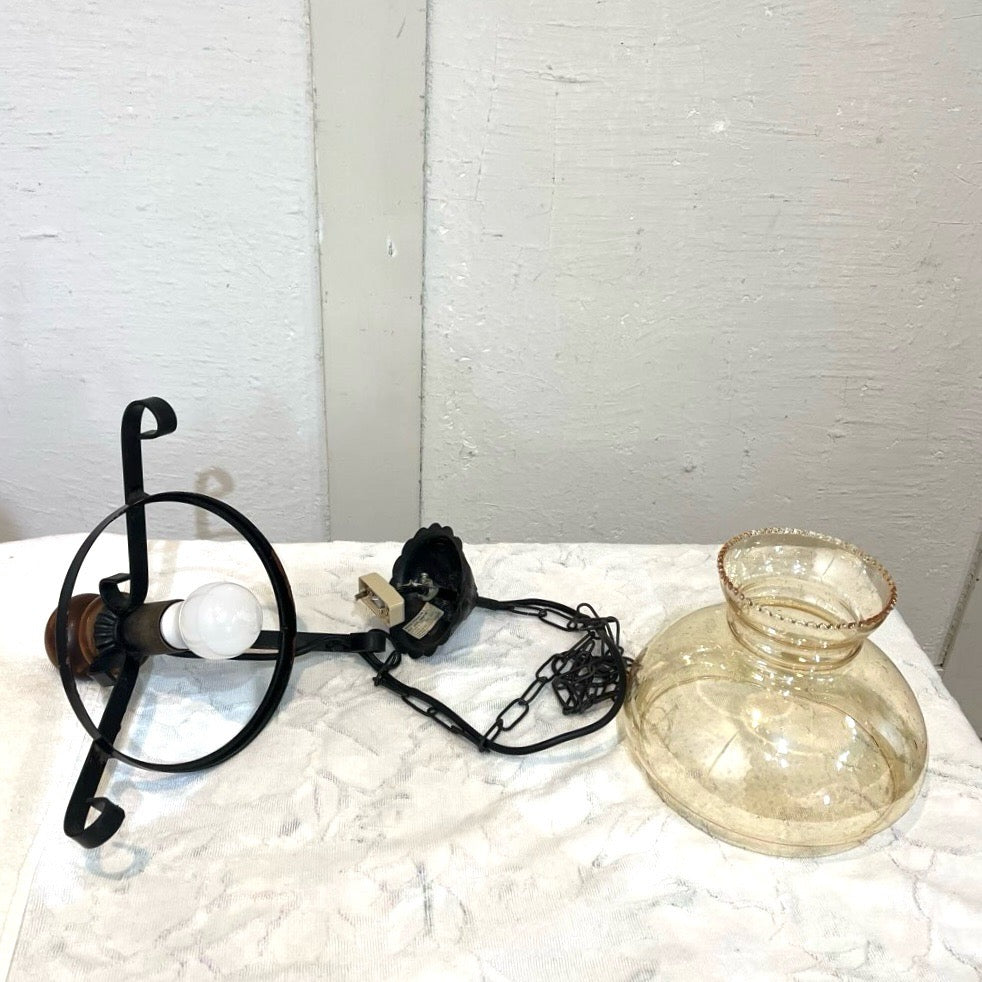 ランプ型 ガラス ペンダントライト 照明 アンティーク調 中古