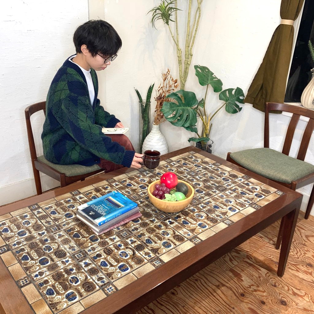 ハスレヴ&ロイヤルコペンハーゲン / Haslev&Royal Copenhagen バッカ タイルトップ コーヒーテーブル ヴィンテージ