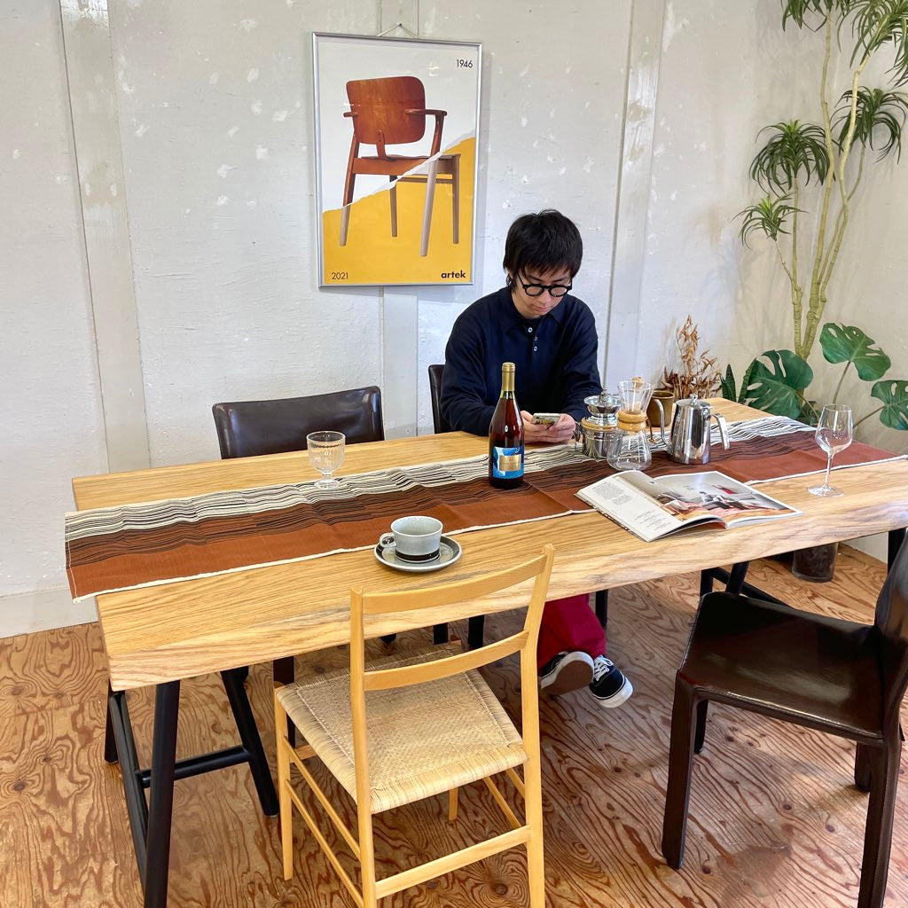 オーク 3枚はぎ天板 ダイニングテーブル 無垢 中古