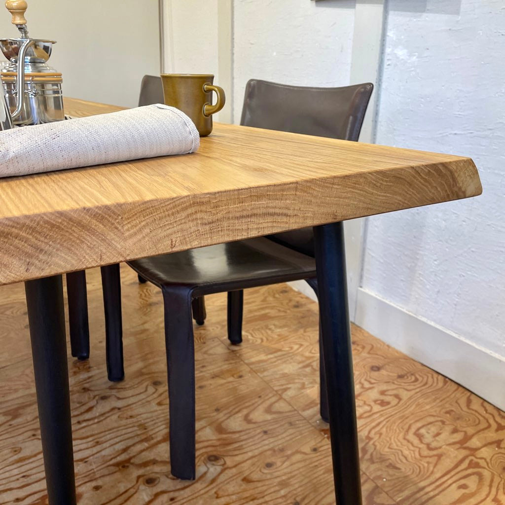 オーク 3枚はぎ天板 ダイニングテーブル 無垢 中古