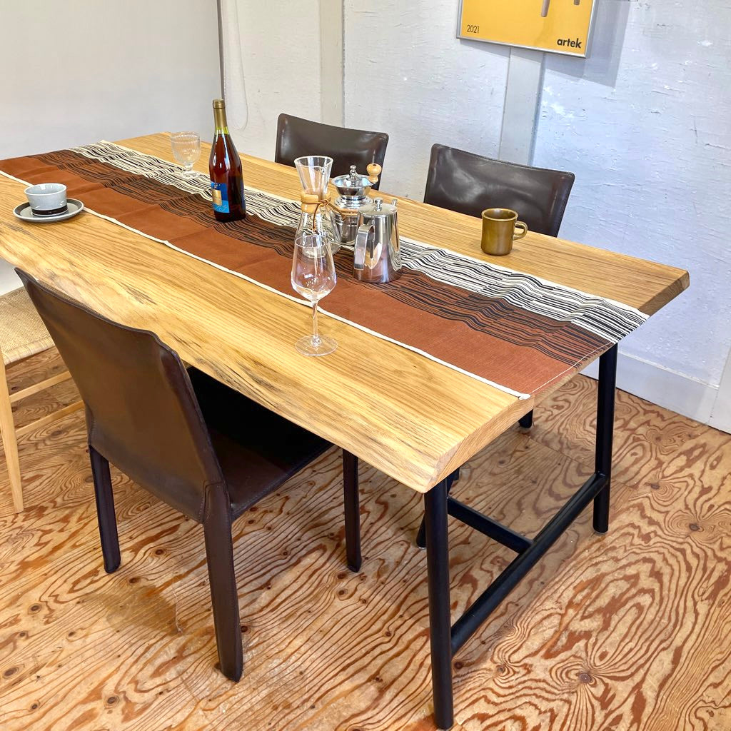 オーク 3枚はぎ天板 ダイニングテーブル 無垢 中古