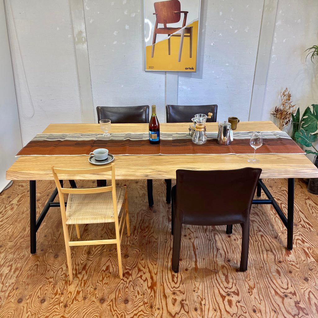 オーク 3枚はぎ天板 ダイニングテーブル 無垢 中古