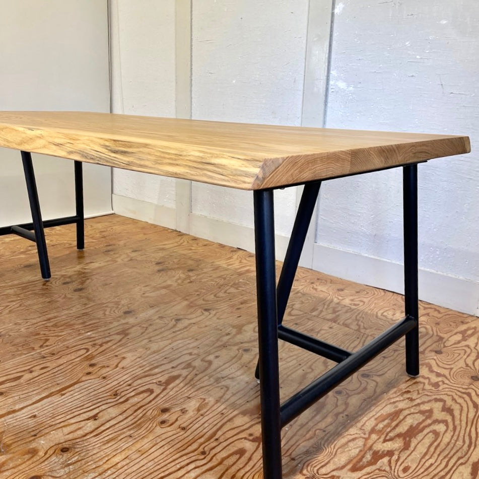 オーク 3枚はぎ天板 ダイニングテーブル 無垢 中古