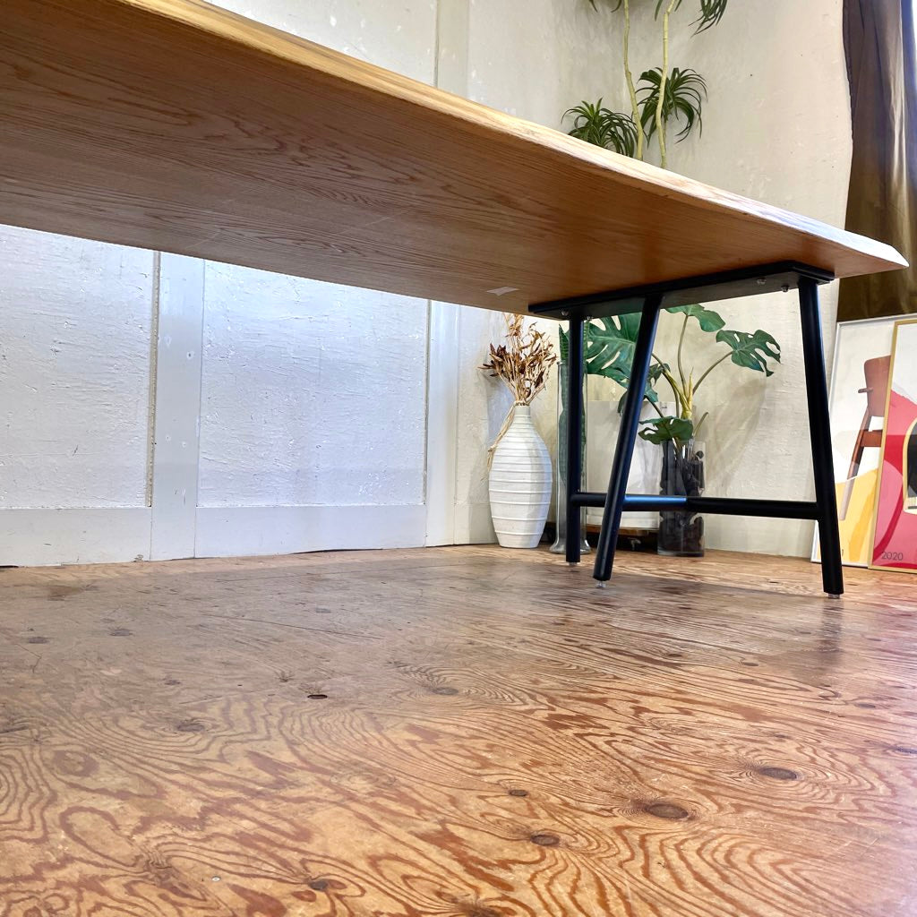 オーク 3枚はぎ天板 ダイニングテーブル 無垢 中古