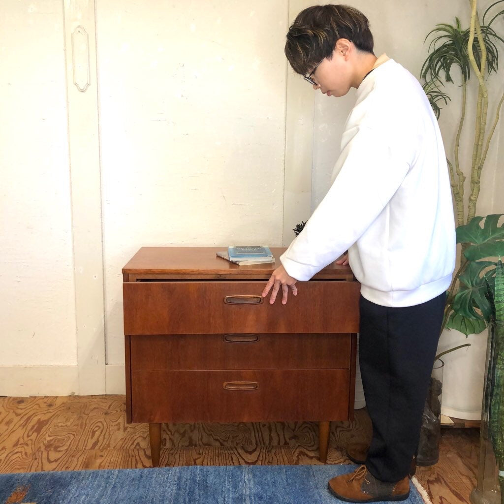チーク材 3段 チェスト スモールチェスト ヴィンテージ