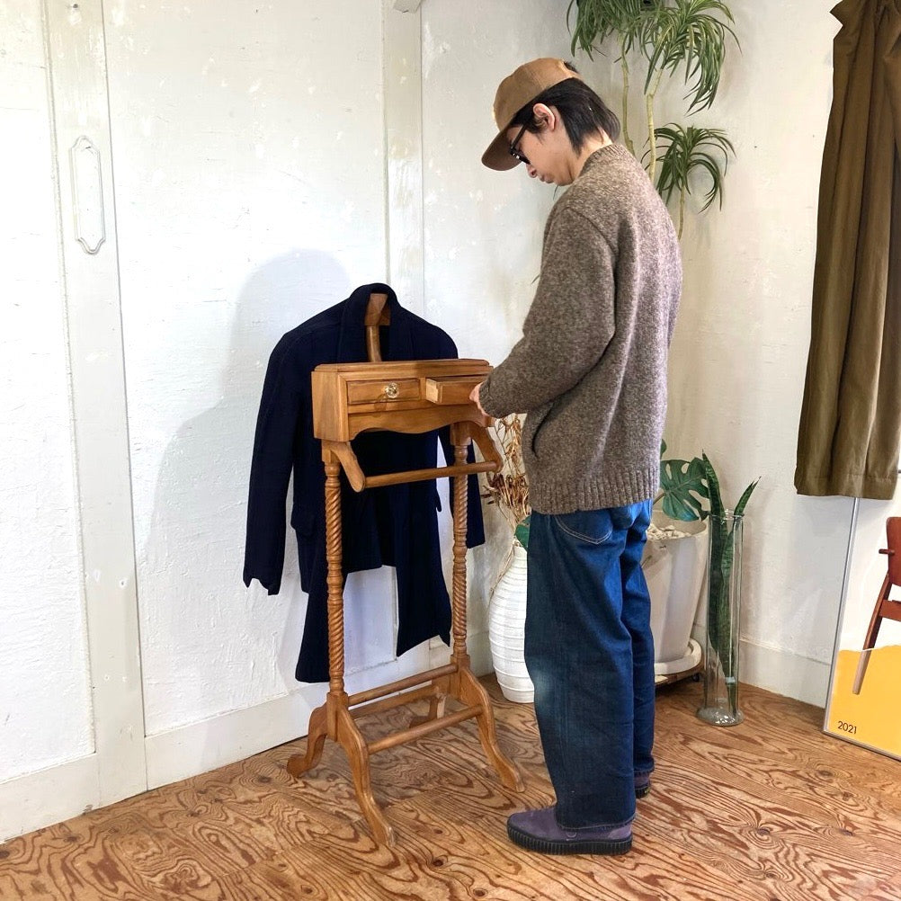 引出し付き スーツハンガーラック 古家具 アンティーク コート掛け 