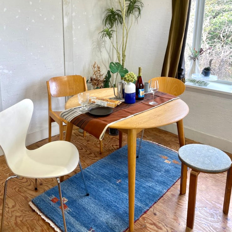 ラウンドテーブル オーク無垢材 ダイニングテーブル 中古