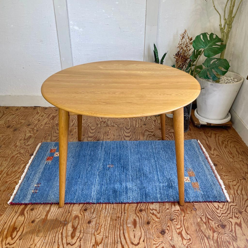 ラウンドテーブル オーク無垢材 ダイニングテーブル 中古