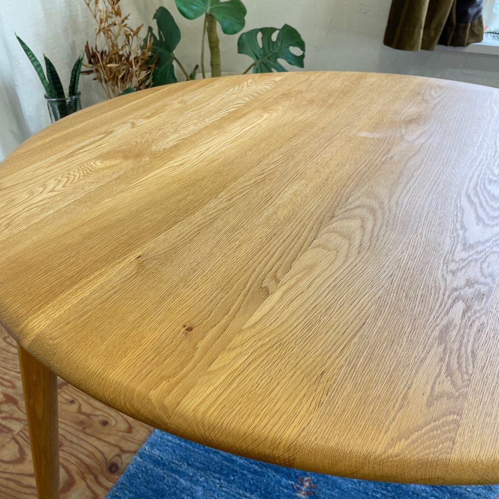 ラウンドテーブル オーク無垢材 ダイニングテーブル 中古