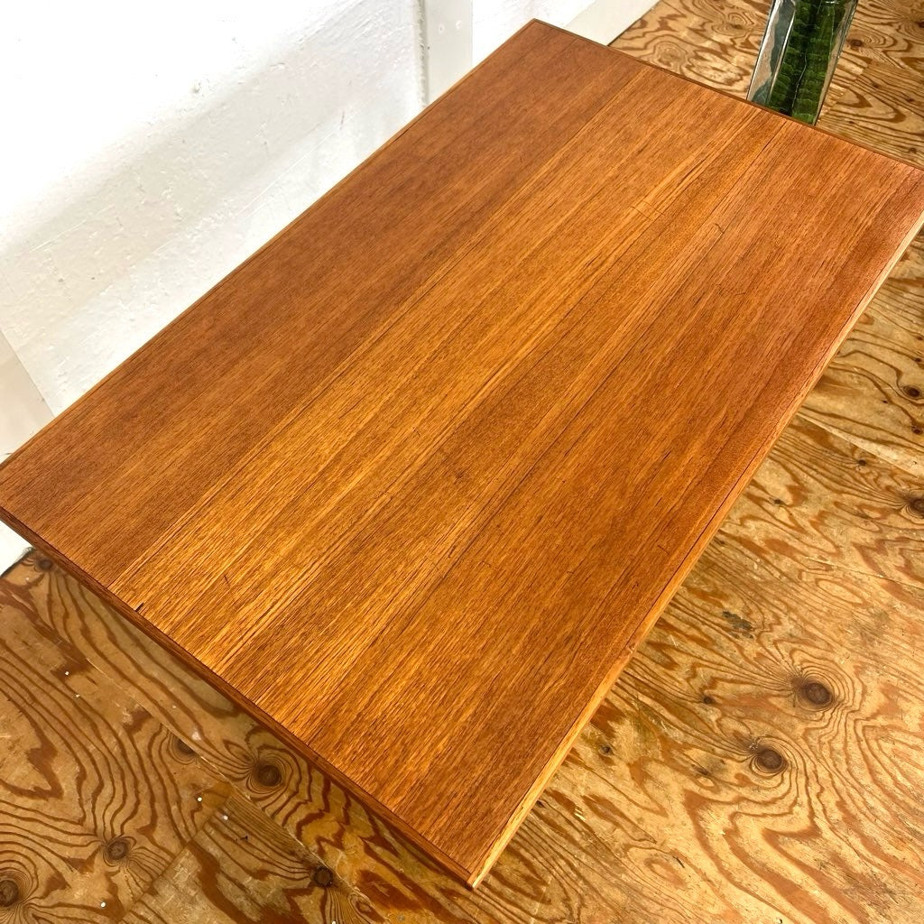 チーク材&ビーチ材 コーヒーテーブル サイドテーブル 棚・キャスター付き デンマーク製 北欧 ヴィンテージ