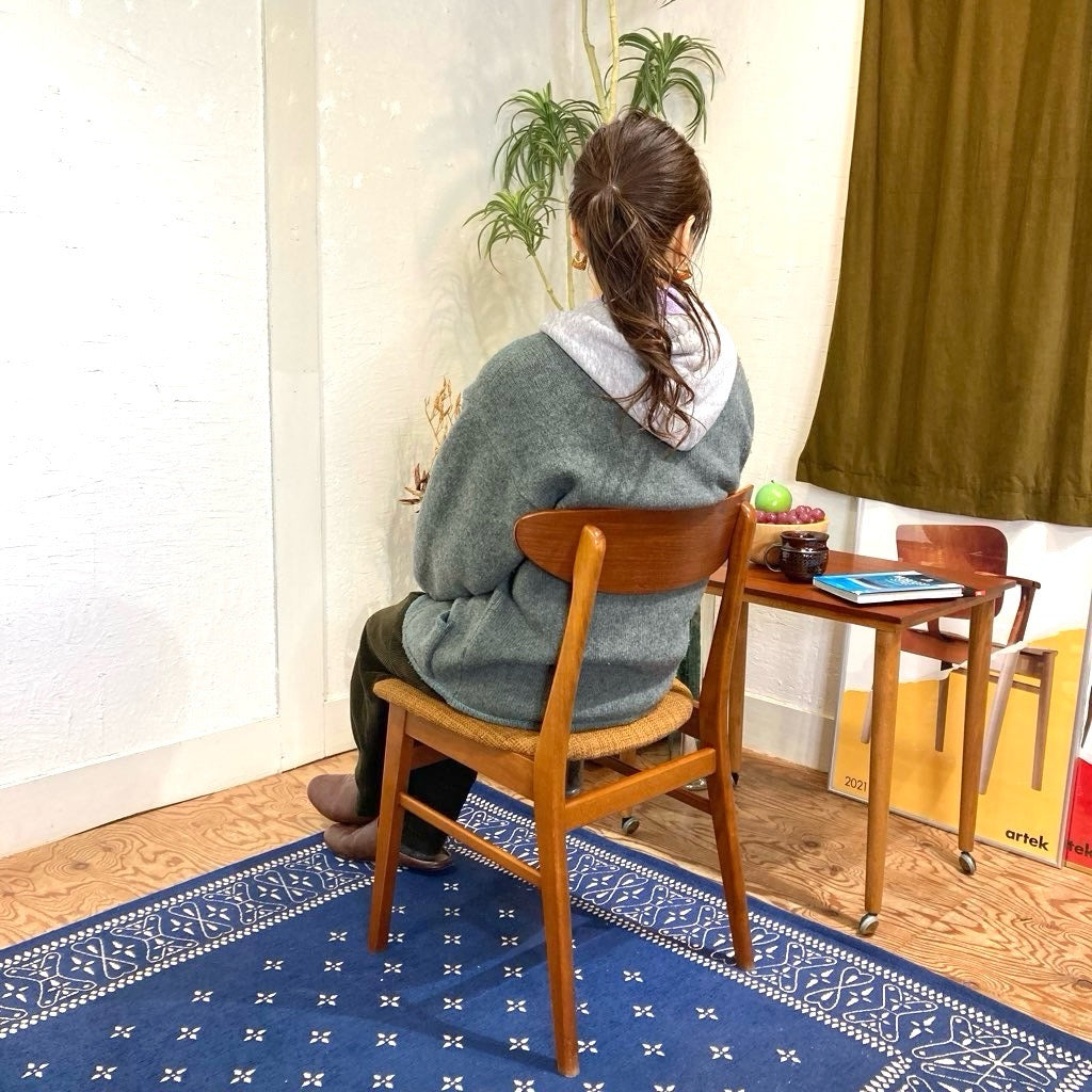 チーク材&ビーチ材 ダイニングチェア サイドチェア  イエロー 北欧 デンマーク ヴィンテージ