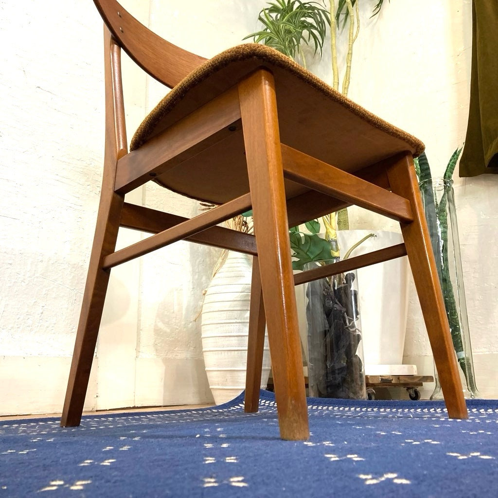 チーク材&ビーチ材 ダイニングチェア サイドチェア  イエロー 北欧 デンマーク ヴィンテージ