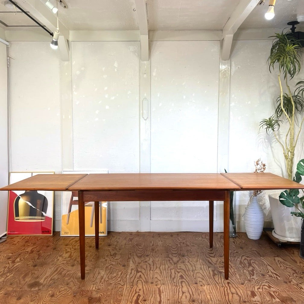 チーク材 伸長式 ダイニングテーブル ドローリーフ 北欧 ヴィンテージ