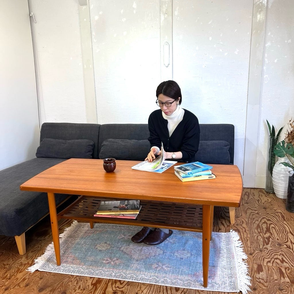 チーク材&ビーチ材 センターテーブル  コーヒーテーブルリビングテーブル  北欧 デンマーク クラシック Scandinavian vintage 中古