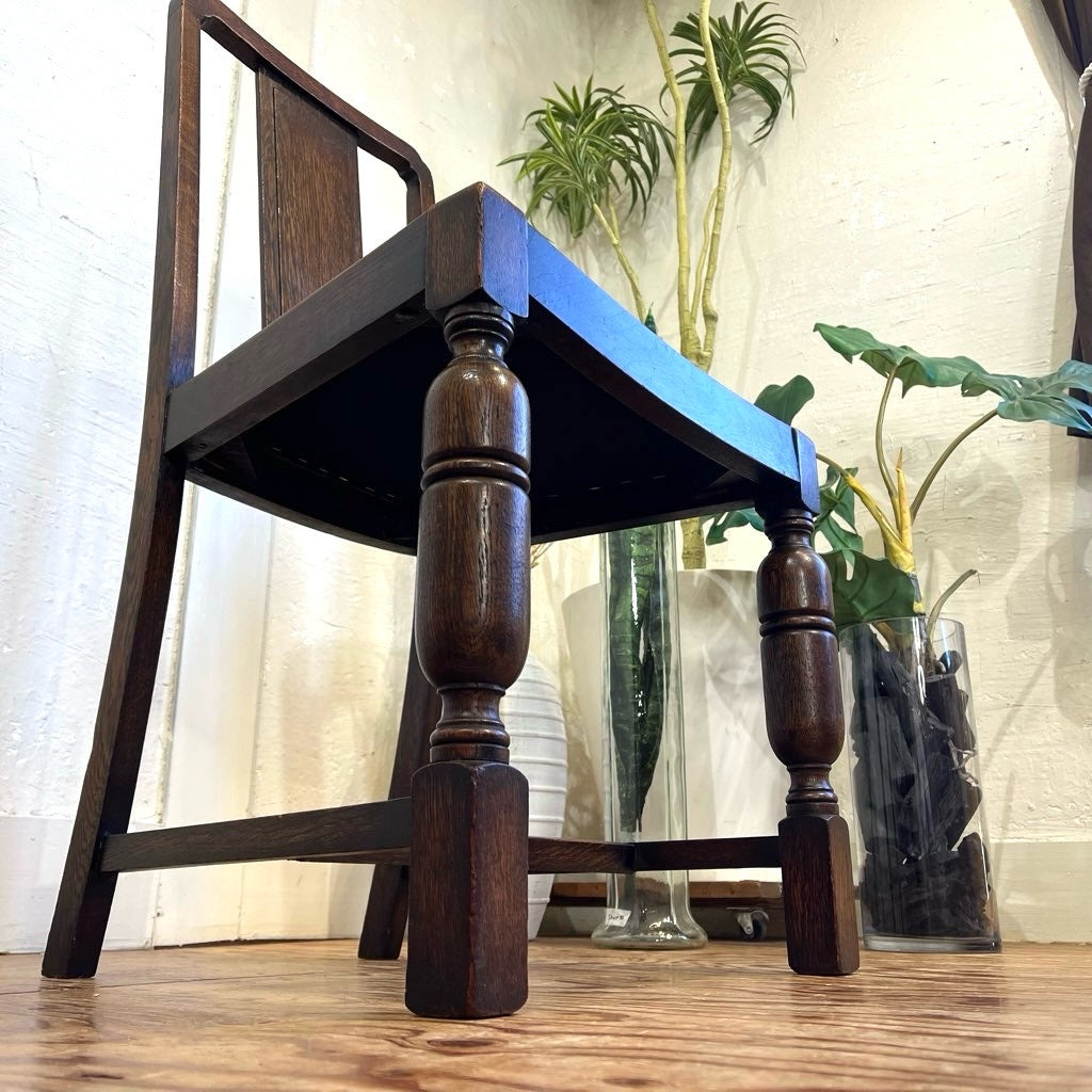 英国アンティーク ダイニングチェア ライトブラウン 本革