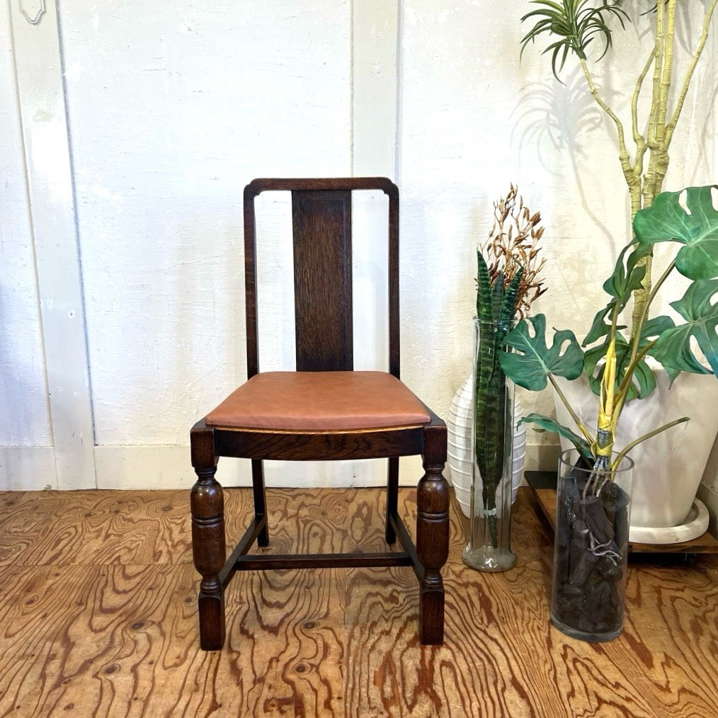 英国アンティーク ダイニングチェア ライトブラウン 本革