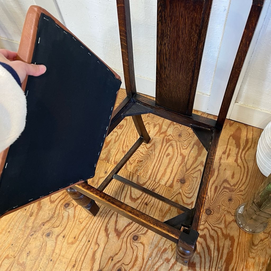 英国アンティーク ダイニングチェア ライトブラウン 本革