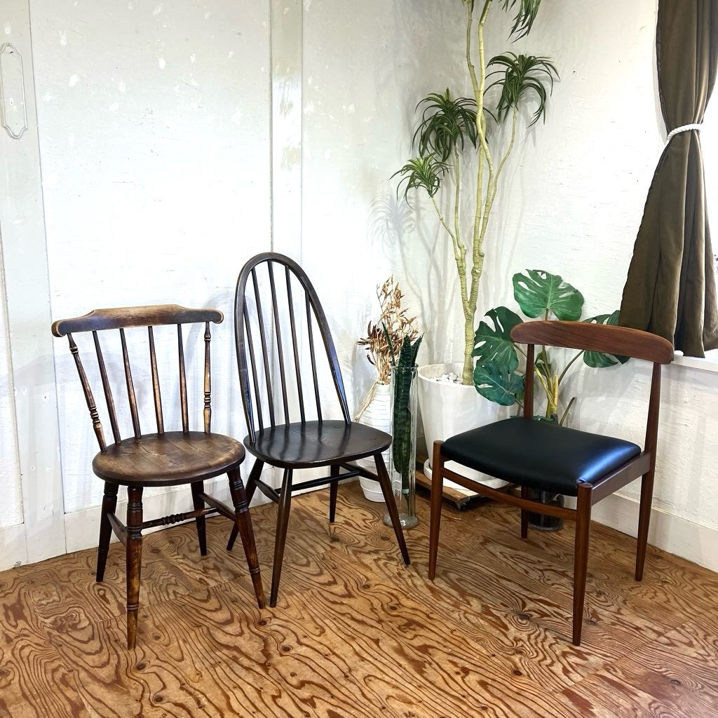 ヴィンテージ ダイニングチェア ブラック レザー