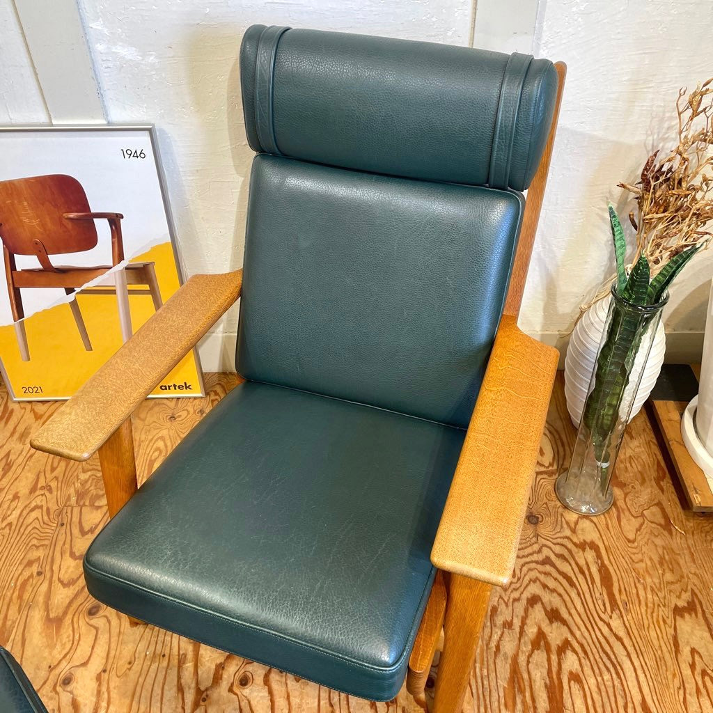 ゲタマ / GETAMA GE290A ハイバックイージーチェア 1Pソファ 限定100周年記念モデル GE290S オットマン付 ハンスJ.ウェグナー 中古