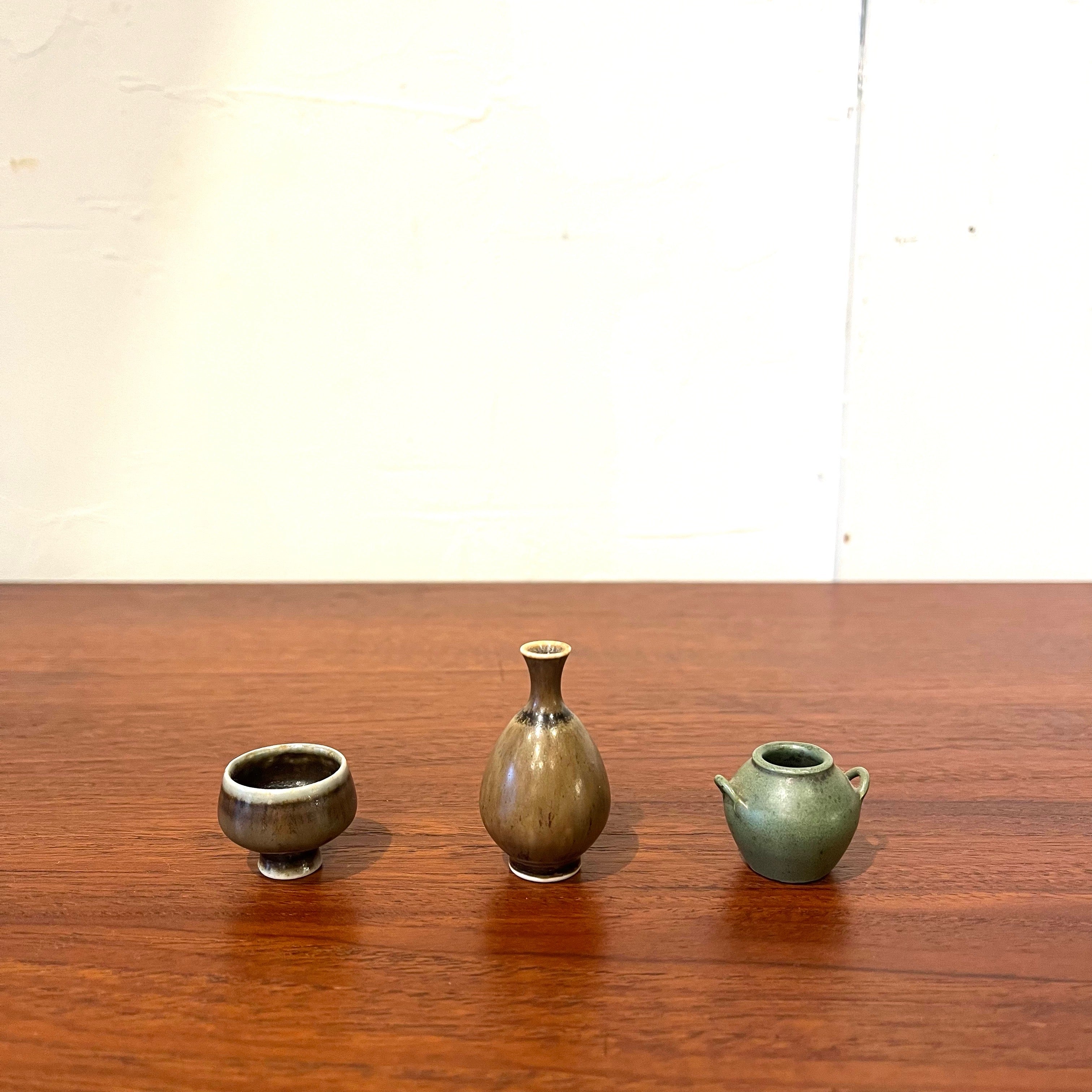 ホガナス / Hoganas 他 ミニチュア陶器 3点セット 北欧 ヴィンテージ