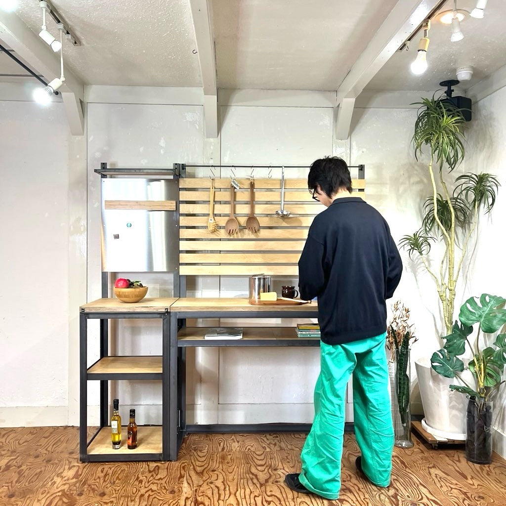 テコラボ / TEKOLABO アイアン シェルフ 【大】 キッチンボード デスク 大収納 中古