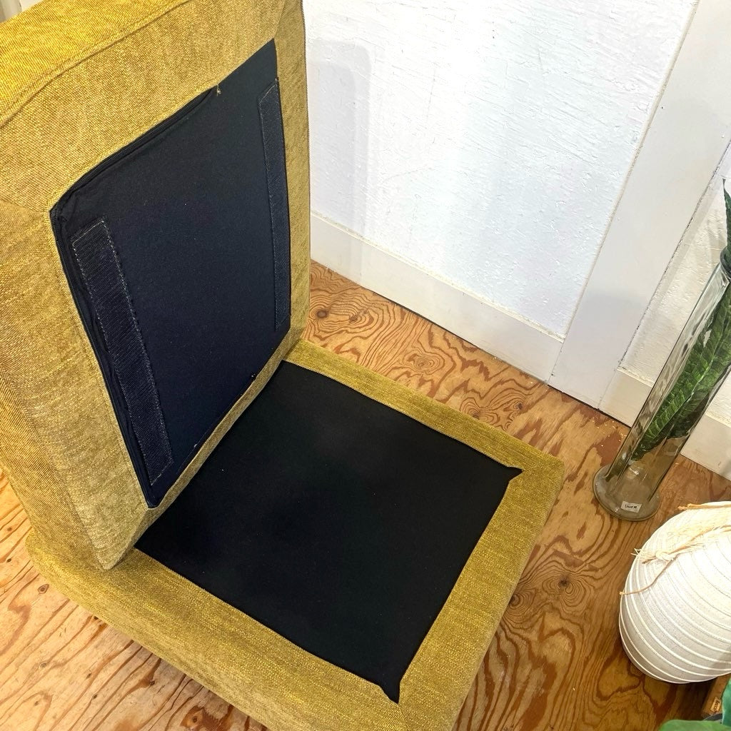 関家具  スツール  オットマン ファブリック オリーブ 足置き  中古