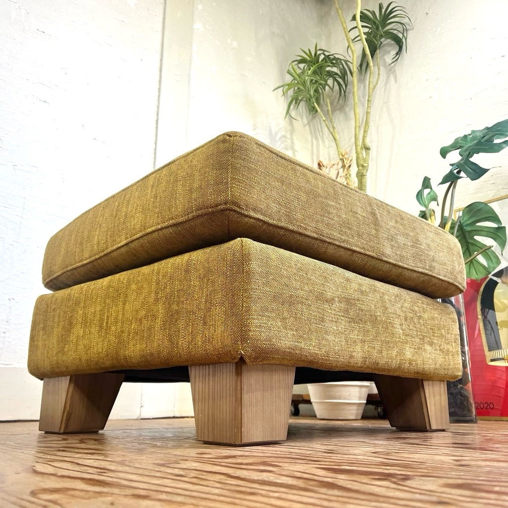 関家具  スツール  オットマン ファブリック オリーブ 足置き  中古