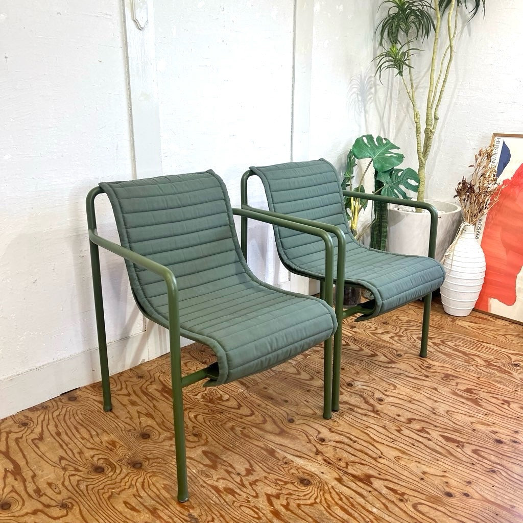 ヘイ/ HAY パリサード / PALISSADE ダイニングアームチェア QUILTEDクッション付き オリーブ デンマーク 北欧 中古