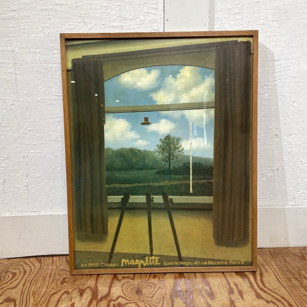 【10】ルネ・マグリット/René Magritte ポスター 人間の条件 50.5×63.5 木枠 ヴィンテージ