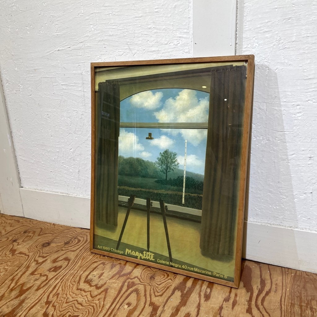 【11】ルネ・マグリット/René Magritte ポスター 人間の条件 50.5×63.5 木枠 ヴィンテージ